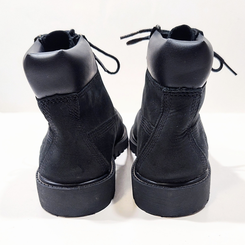 Timberland Youth 12707 Premium Waterproof Boots Black Nubuck Leather Girls 3 US - Picture 6 of 13